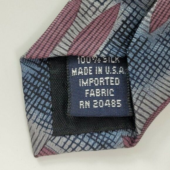Stafford Abstract Blue Purple‎ Silk Wide Tie - Picture 4 of 6